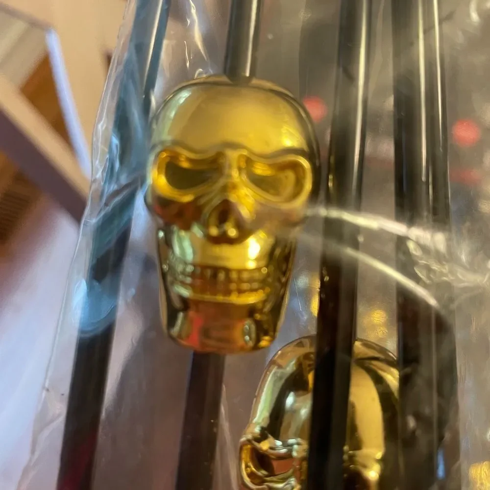 Halloween Goth Amscan Gold Skull Party Reusable Straws Black Print Napkins